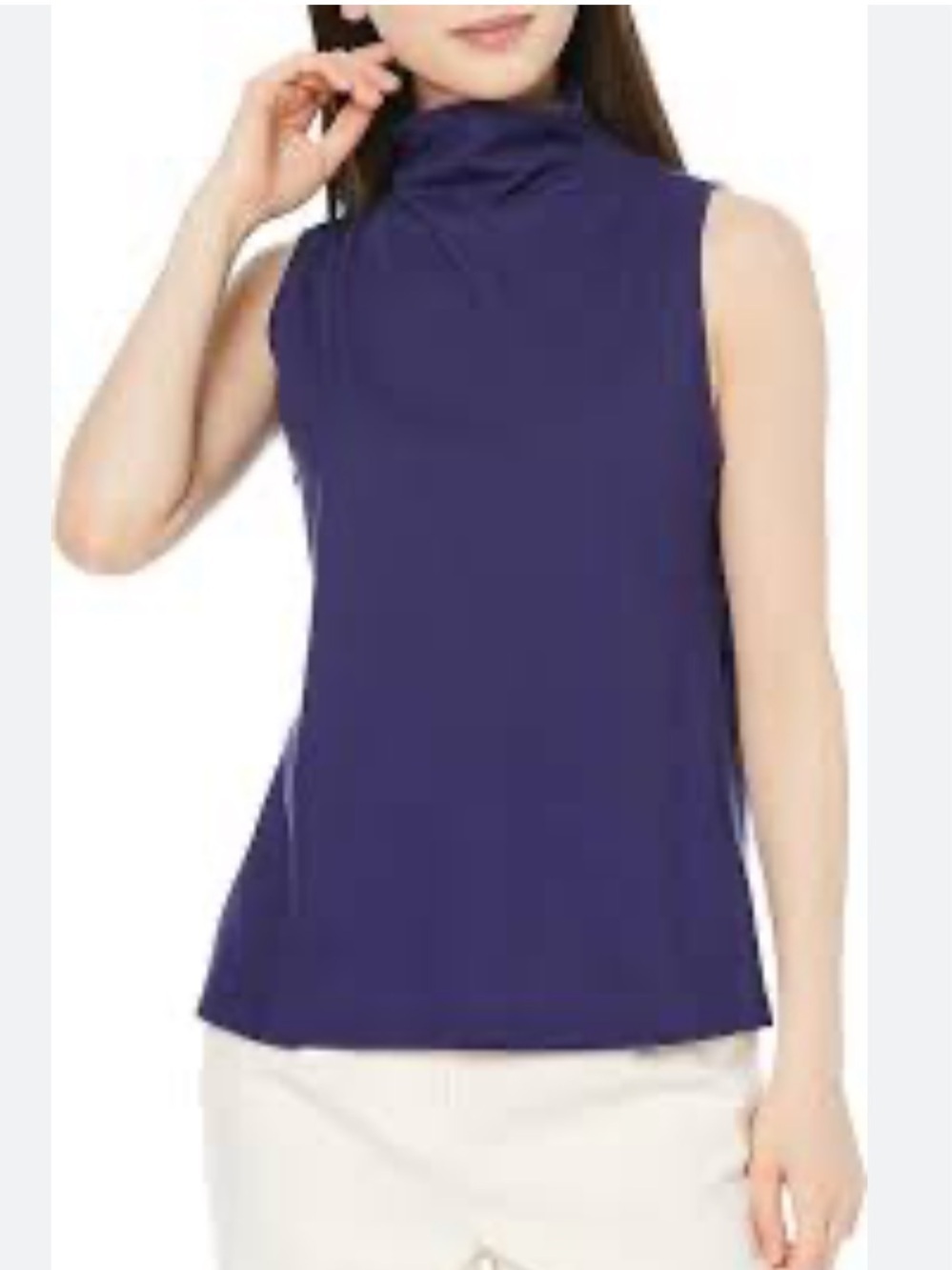 Eileen Fisher Large Purple Mock Neck Sleeveless Top